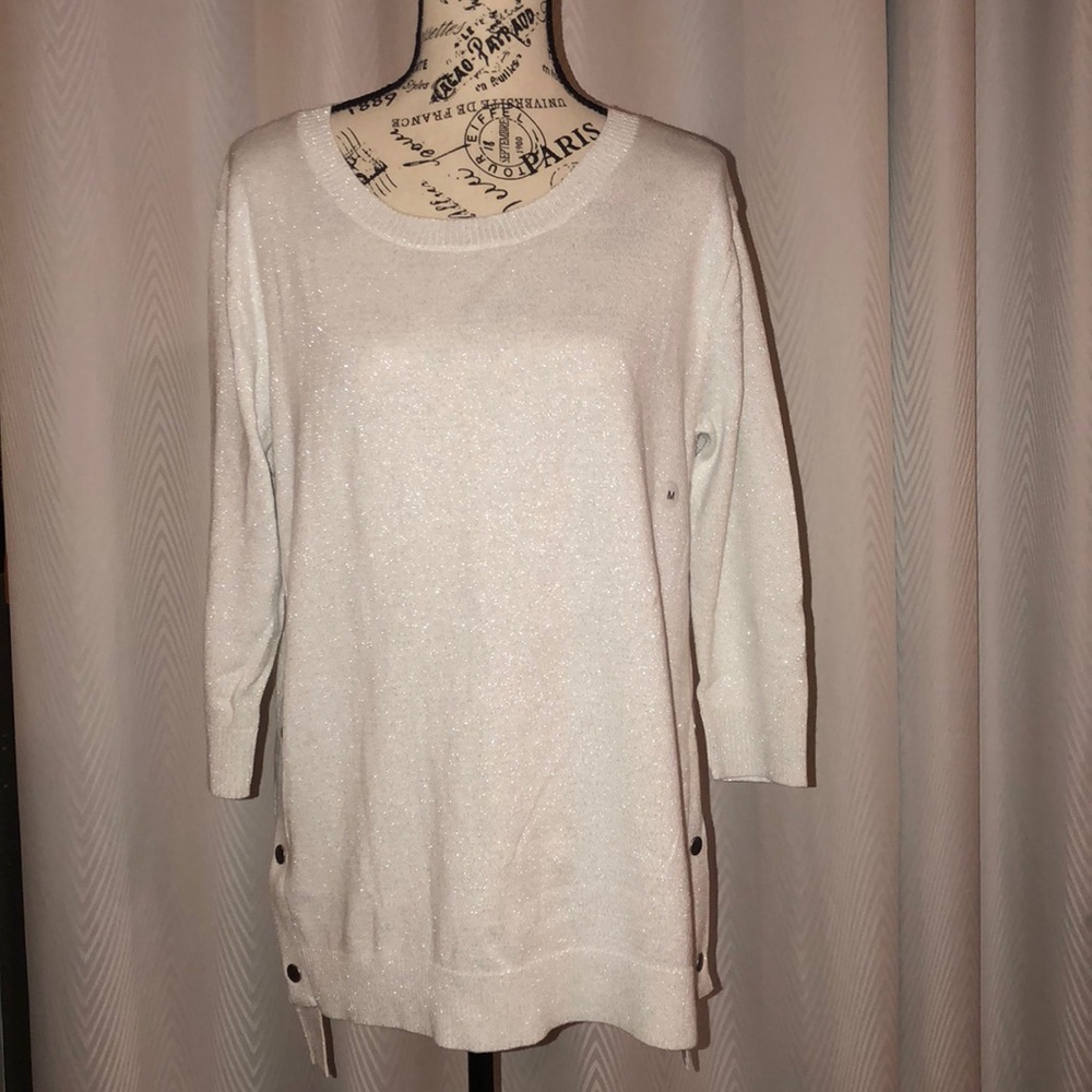 NY&CO Snap Sides White Shimmer Tunic